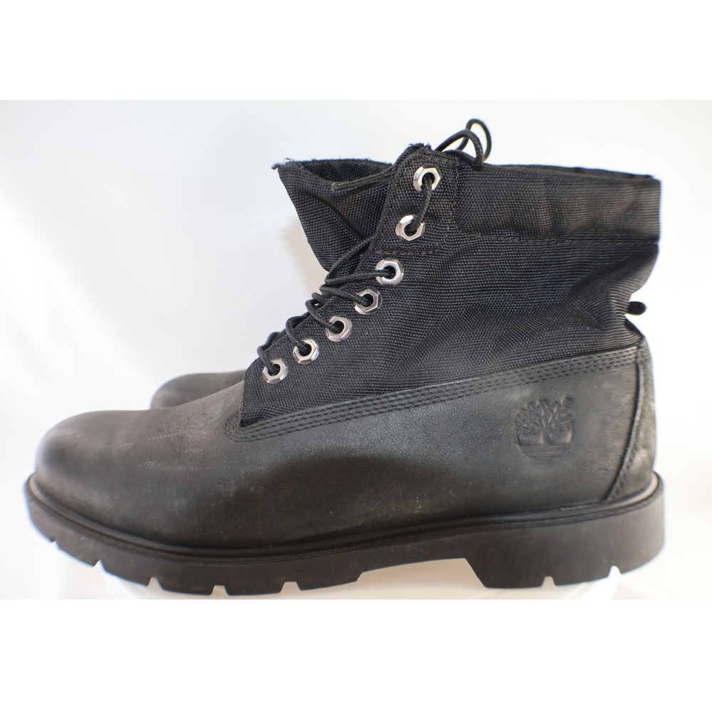 Timberland Men's 6" Roll Top Boots Black Leather Canvas Lug Sole Size 9 A1S5P
